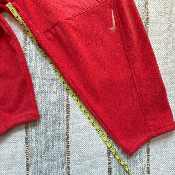 Nike Women’s Swoosh Loose Fit Red Orange Plush Fleece Barrel Leg Pants Size XL - Picture 5 of 12